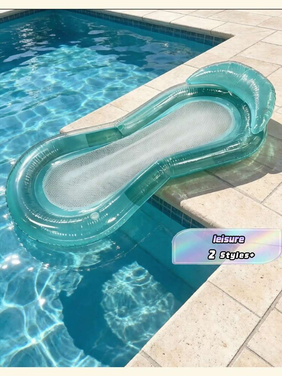 1pc Ombre Mesh Floating Lounger, Ombre Design, With Headrest, Made Of Pvc Material, Inflatable Hammock Suitable For Swimming Pool, Beach And Lake, Pool Party And Beach Party Supplies, Swimming Pool Inflatable Raft, Water Resting Seat, Swimming - Multicolor - View 1