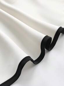 GlowEve CURVE Plus Size Women's Spring And Summer V-Neck Sleeveless Black And White Color Matching Dress, Accessories Button Front And Center Opening Minimalist Casual Outdoor/Commuting White Elegant Dress - White - View 5