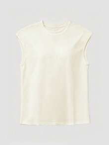 Manfinity Dauomo Men's Solid Color Crew Neck Cap Sleeve Versatile Casual T-Shirt - Apricot - View 4