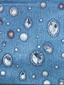 SHEIN Elenzya 春夏休閒度假法式風刺繡串珠3D印花圓領修身無袖短洋裝 優雅時尚白色洋裝 - 藍色 - 查看 7