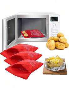 Microwave Potato Bags, 1/2/3 Packs Reusable Fast Microwave Potato Baking Bags, Baked Potato Baking Bags For Perfect Potatoes In 4 Minutes - Red Baking Bags - Multicolor - View 11