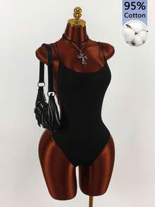 Amplova Body con tirantes dobles, espalda descubierta y cruzado en el pecho - Negro - Ver 6