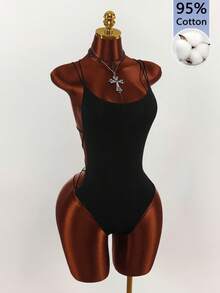 Amplova Body con tirantes dobles, espalda descubierta y cruzado en el pecho - Negro - Ver 8
