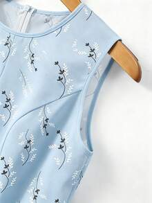 SHEIN Franclia 節慶背心、新年背心、外出上衣、優雅女款上衣、職場適用上衣、基本款上衣、法式背心、藍色上衣 - 淺藍色 - 查看 3