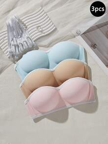 Student Thin Wire-Free Bandeau Bra For Girls, Anti-Slip, Sweet & Cute Style, Seamless, Detachable Straps, Teenager Bra Autumn Fall - Multicolor - View 8