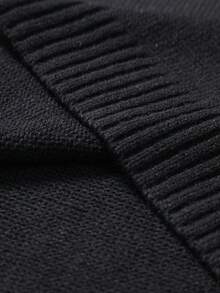 Manfinity CasualKnits 男士純色高領長袖休閒百搭毛衣 - 黑色 - 查看 4