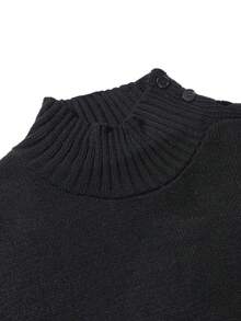 Manfinity CasualKnits 男士純色高領長袖休閒百搭毛衣 - 黑色 - 查看 6