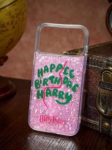 HARRY POTTER X SHEIN Cartoon Pattern Pink Glitter Mobile Phone Case, Anti-Drop Protective IPhone13-17 Mobile Phone Case. - Multicolor - View 2