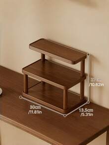 1 kệ lưu trữ để bàn 3 tầng phong cách retro bằng gỗ tự nhiên, kệ lưu trữ đa năng trên mặt bàn, phù hợp đựng văn phòng phẩm, sách, tách trà và cốc nước, kệ đựng gia vị nhà bếp dung tích lớn - Nhiều màu - Xem 4