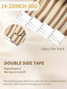 Tape In Hair Extensions 100% Human Hair #P6/613 Light Brown Highlighted Blonde Straight Style In 14-22 Inch Lengths Extensions Silky Seamless Invisible Top Quality Thick Ends Healthy Human Hair Extensions 50g/Pack For Thin Hair And Salon Use - SP6/613 - View 4