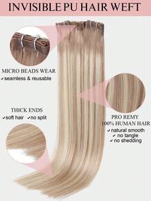 自然金blonde Balayage 蝴蝶髮束接髮 100% Remy 真人髮 不可見薄 PU 孔洞 Genius Weft 可裁剪 不糾結 輕量 縫接 微珠接髮 柔軟直髮 陽光吻痕挑染髮束 全長可選 - S8/22/8 - 查看 6