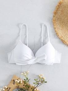 Swim Basics Summer Beach Twist Push Up Bikini Top - White - View 4