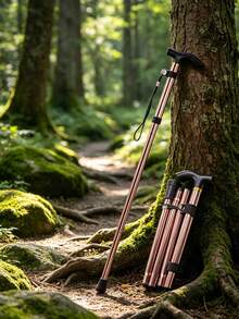 1 可调节铝合金拐杖 - 可折叠轻便旅行杖，带人体工程学手柄和防滑橡胶头，可折叠，适合老年人/徒步旅行/日常使用 - 行动辅助工具，老年人支撑，登山杖，机场旅行必备物品，折叠拐杖，轻便拐杖，旅行配件，送给老年人的礼物！ - 彩色 - 查看 6