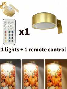 1/3/6个RGB LED无线金属壁灯，电池供电，可用作壁灯、串灯、台灯、LED灯、夜灯、阅读灯等。适用于房间装饰，色温可调，适用于相框、肖像、楼梯、走廊、卧室、室内、客厅、派对、生日、家居、房间等各种场合，配有150mAh遥控器。 - 十三色光-RGB - 查看 15