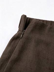 SHEIN Franclia Summer New Linen Casual Versatile Culottes - Brown - View 3