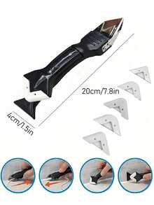1/2pcs 20cm Stainless Steel Plastic Cleaning Scraper, Used For Filling Seams, Glass And Seam Sealing Scraper Cleaning Tools, Suitable For Kitchen, Bathroom, Floor Gap Cleaning, Home Decoration Tools - Black - View 9