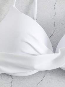 Swim Basics Summer Beach Twist Push Up Bikini Top - White - View 5