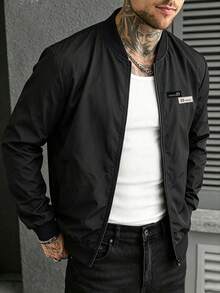 EGENSIO Chaqueta casual versátil para hombre para primavera y otoño - Negro - Ver 2