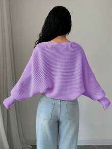 SHEIN Unity 女士纯色长袖短款休闲开衫 - 紫色 - 查看 2