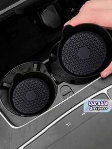 2pcs Silicone Cup Holder Mats With Anti-Slip Pad - Car Accessories - Durable Interior Decor - Automotive Decoration - multicolor - View 1