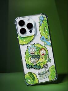 Rick and Morty X SHEIN Cartoon Pattern Transparent Mobile Phone Case, Anti-Drop Protective IPhone13-17 Mobile Phone Case - Multicolor - View 1