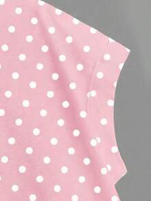 SHEIN Essnce Plus Size Women Polka Dot Print Back Cutout Design Casual T-Shirt - Multicolor - View 3