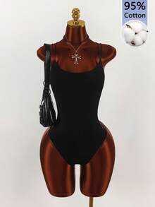 Amplova Body con tirantes dobles, espalda descubierta y cruzado en el pecho - Negro - Ver 10