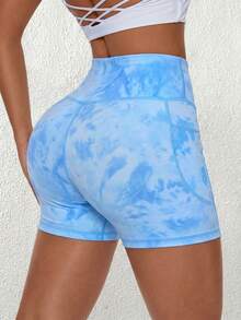 SHEIN Sports Damen-Sportshorts mit Batikmuster und Taschen, vielseitig einsetzbar - Verschiedenfarbig - Übersicht 2