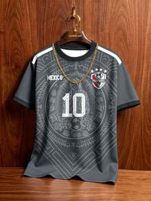 Aesthetic Post Men's Mexico Football Soccer Casual Tee, World Cup Fan Wear, Ideal For Events, Hangouts, Trips & Daily Wear, For Adults, Teens, Fans - Multicolor - View 1