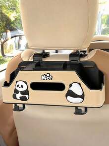 1 buah Organizer Penyimpanan Kursi Belakang Mobil Kartun dengan Tempat Gelas, Slot Tisu & Pengait | Cocok untuk Semua Mobil, Dekorasi Menarik untuk Kendaraan Bertema Panda - A - View 11