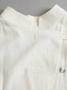 Sweetra New Style Stand Collar Fashion Jacket, Asymmetric Front, Decorative Buttons, Suitable For Commuting And Streetwear - Apricot - View 6