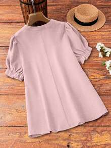 SHEIN LUNE CURVE 大尺碼女款刺繡春/夏浪漫時尚百搭休閒通勤襯衫 - 淺粉色 - 查看 2