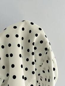 Elamini Sweet Style White And Black Polka Dot Bow Bustier Design Waist-Cinching Ruffle Halter Neck Tank Top For Women Brunch Vacation Summer Vintage Cute - Apricot - View 3