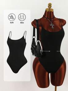 Amplova Body con tirantes dobles, espalda descubierta y cruzado en el pecho - Negro - Ver 14