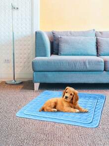 1pc Ice Silk Pet Cooling Mat – Summer Self-Cooling Pad For Dogs & Cats, Lightweight Portable Cooling Bed, Keeps Your Pet Cool - Blue - View 8
