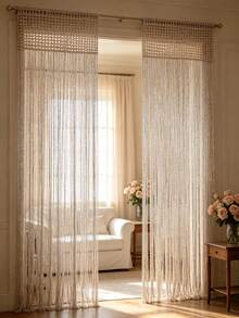 1 Piece 100*200cm Straight Curtain, Wedding Decoration Door Curtain, String Curtain, Home Decor Curtain, Ready-Made Hanging Curtain, Partition Curtain - 1PC - View 10