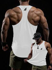 Gym Rark RISE LYT 男士肌肉感印花時尚無袖上衣 健身跑步背心 健身房運動背心 - 白色 - 查看 1