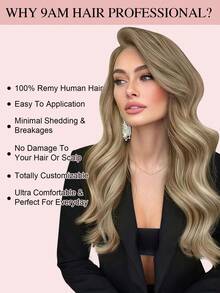 自然金blonde Balayage 蝴蝶髮束接髮 100% Remy 真人髮 不可見薄 PU 孔洞 Genius Weft 可裁剪 不糾結 輕量 縫接 微珠接髮 柔軟直髮 陽光吻痕挑染髮束 全長可選 - S8/22/8 - 查看 15