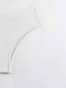 Swim Basics Women Summer Beach Solid Simple Daily Twist Bikini Set - White - View 4