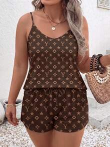 Women's Printed Pattern Casual Versatile Plus Size 2 Pieces Set, Spring/Summer - Multicolor - View 1