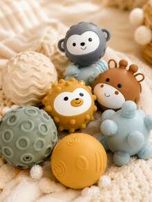 MINKOJA Multi-Pack Optional Sensory Balls Number Embossed Stacking Blocks Animal Shaped Pieces Early Growth Cognitive Toy Hand Coordination Training Indoor Activity Birthday Gift - Multicolor - View 5
