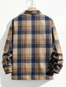 Manfinity Homme 男士格紋單排扣休閒百搭日常長袖襯衫 - 彩色 - 查看 2