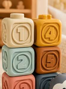 MINKOJA Multi-Pack Optional Sensory Balls Number Embossed Stacking Blocks Animal Shaped Pieces Early Growth Cognitive Toy Hand Coordination Training Indoor Activity Birthday Gift - Multicolor - View 3