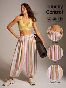 VARSIVA Women's Elastic Waist Striped Jogger Sweatpants - Multicolor - View 9