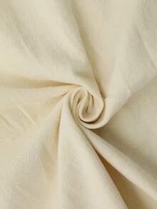 Hotletica Casual Solid Color Linen V-Neck Loose Long Sleeve Shirt - Apricot - View 4
