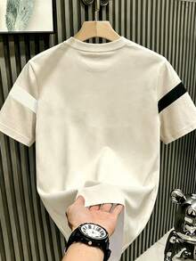 Manfinity Homme 男士大尺碼字母印花拼色休閒日常短袖T恤 - 彩色 - 查看 2