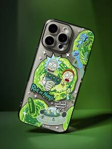Rick and Morty X SHEIN 卡通圖案透明黑色手機殼，防摔保護 13-17 手機殼 - 彩色 - 查看 1