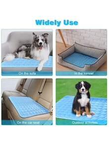 1pc Ice Silk Pet Cooling Mat – Summer Self-Cooling Pad For Dogs & Cats, Lightweight Portable Cooling Bed, Keeps Your Pet Cool - Blue - View 9