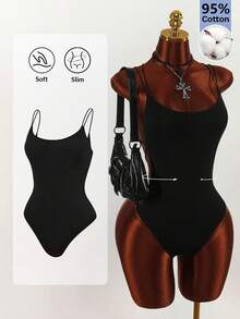 Amplova Body con tirantes dobles, espalda descubierta y cruzado en el pecho - Negro - Ver 15