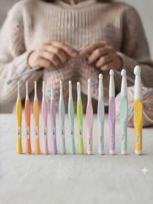 5/8/13pcs 2.5-20mm Ergonomic Crochet Hook Set, 2026 New Multicolor Crochet Needles With Rubber Grip, Suitable For Sweaters, Scarves, DIY Knitting, Thick Blankets, Shawls, Carpets, Etc. - Macaron Colors - View 11